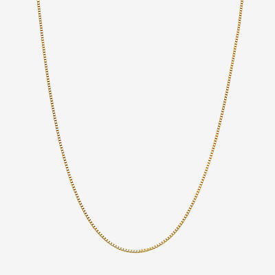 Womens 10K Gold Inch Box Chain Necklace