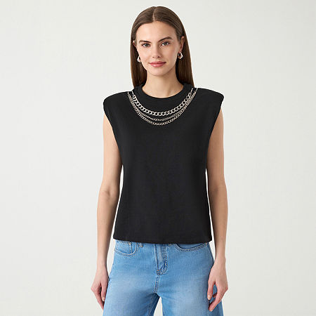 RM Rebecca Minkoff Womens Crew Neck Short Sleeve Tank Top