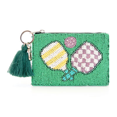 SOL and MER Beaded Pickleball Coin Purse Womens Wallet