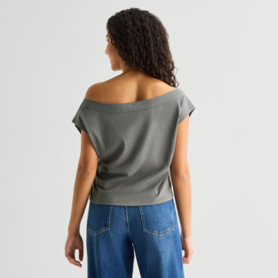 Acdc Off The Shoulder Tee Womens Crew Neck Short Sleeve Regular Fit AC/DC Graphic T-Shirt