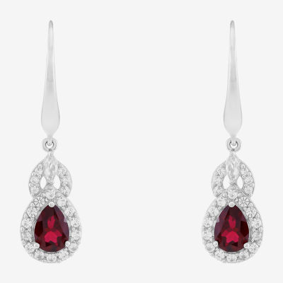 Limited Quantities! Womens Lab Created Red Ruby Sterling Silver Drop Earrings