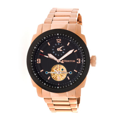 Heritor Helmsley Mens Automatic Rose Goldtone Stainless Steel