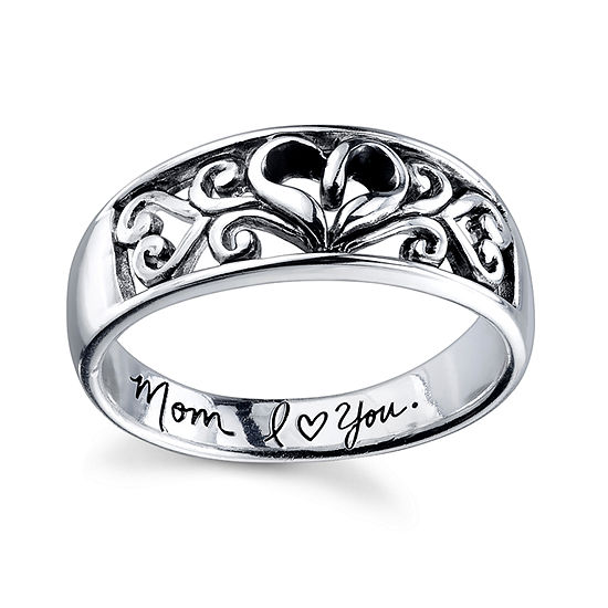 Footnotes Mom Sterling Silver Heart Band