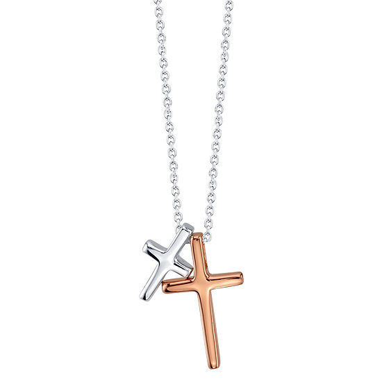 Footnotes Faith Sterling Silver 18 Inch Cable Cross Pendant Necklace