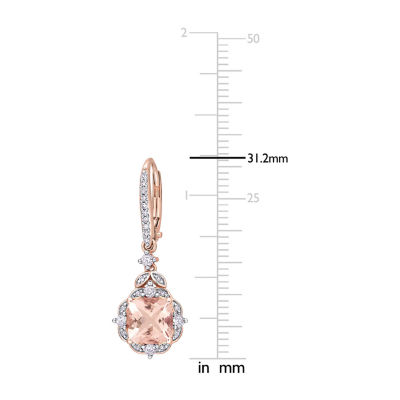 1/6 CT. T.W. Genuine Pink Morganite 14K Rose Gold Drop Earrings