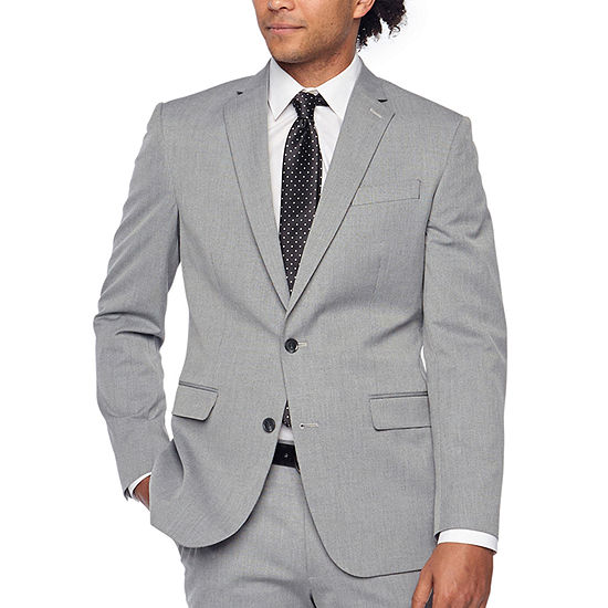 JF J Ferrar Light Gray Texture Super Slim Fit Stretch Suit Separates