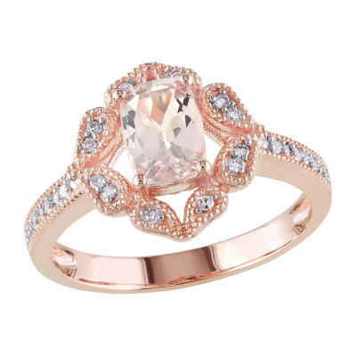 Womens 1/10 CT. T.W. Genuine Pink Morganite 10K Rose Gold Cocktail Ring