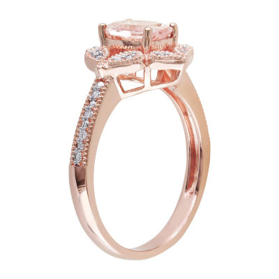 Womens 1/10 CT. T.W. Genuine Pink Morganite 10K Rose Gold Cocktail Ring