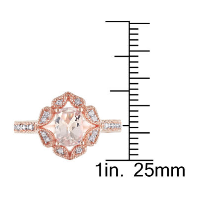 Womens 1/10 CT. T.W. Genuine Pink Morganite 10K Rose Gold Cocktail Ring