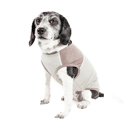 Pet Life Active 'Aero-Pawlse' Heathered Quick-Dry And 4-Way Stretch Performance Dog Tank Top T-Shirt, Medium, Gray