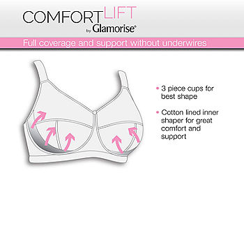 Glamorise Comfort Lift Rose Lace Support Wireless Full Coverage Bra 1104 -  JCPenney