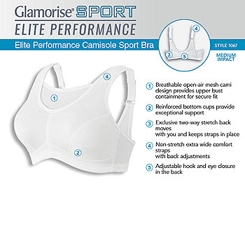 Glamorise Elite Performance Camisole Medium Support Full Coverage Unlined  Wireless Sports Bra-1067