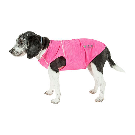 Pet Life Active 'Aero-Pawlse' Heathered Quick-Dry And 4-Way Stretch Performance Dog Tank Top T-Shirt, Small, Pink