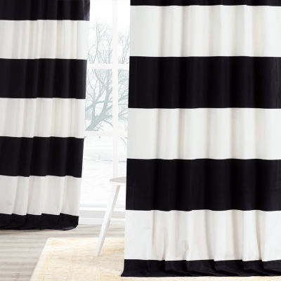 Exclusive Fabrics & Furnishing Horizontal Stripe 100% Cotton Rod Pocket Back Tab Energy Saving Light-Filtering Single Curtain Panel