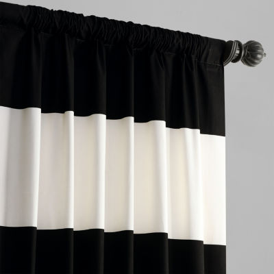 Exclusive Fabrics & Furnishing Horizontal Stripe 100% Cotton Rod Pocket Back Tab Energy Saving Light-Filtering Single Curtain Panel