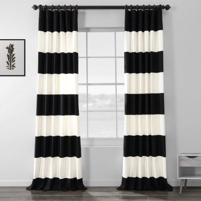 Exclusive Fabrics & Furnishing Horizontal Stripe 100% Cotton Rod Pocket Back Tab Energy Saving Light-Filtering Single Curtain Panel