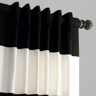 Exclusive Fabrics & Furnishing Horizontal Stripe 100% Cotton Rod Pocket Back Tab Energy Saving Light-Filtering Single Curtain Panel