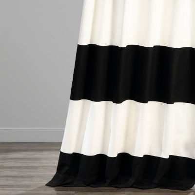Exclusive Fabrics & Furnishing Horizontal Stripe 100% Cotton Rod Pocket Back Tab Energy Saving Light-Filtering Single Curtain Panel