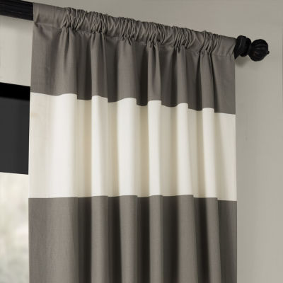 Exclusive Fabrics & Furnishing Horizontal Stripe 100% Cotton Rod Pocket Back Tab Energy Saving Light-Filtering Single Curtain Panel