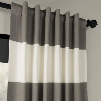 Exclusive Fabrics & Furnishing Horizontal Stripe 100% Cotton Rod Pocket Back Tab Energy Saving Light-Filtering Single Curtain Panel