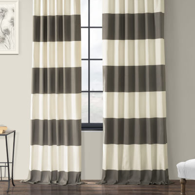 Exclusive Fabrics & Furnishing Horizontal Stripe 100% Cotton Rod Pocket Back Tab Energy Saving Light-Filtering Single Curtain Panel