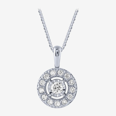 (H-I / Si2) Womens 1 CT. T.W. Lab Grown White Diamond 10K Gold Round Pendant Necklace