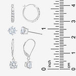 Cubic Zirconia Sterling Silver 3-pr. Earring Set
