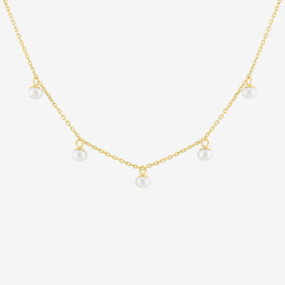 Yes, Please! Womens White Cultured Freshwater Pearl 14K Gold Over Silver Sterling Silver Oval Pendant Necklace