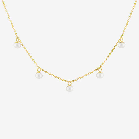 Yes, Please! Womens White Cultured Freshwater Pearl 14K Gold Over Silver Sterling Silver Pendant Necklace, One Size