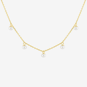 Cultured Freshwater Pearl Necklace Gold-plated Sterling Adjustable Bar Drop Cultured Freshwater Pearl Necklace Gold-plated Sterling Adjustable Bar Drop
