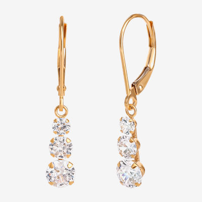 14K Yellow Gold Triple Cubic Zirconia Drop Earrings JCPenney   DP0306202309162099M