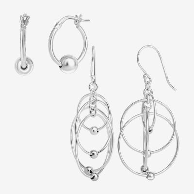 Womens Sterling Silver Earring Set
