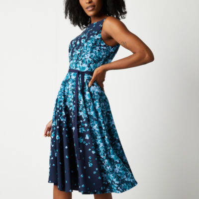 Danny & Nicole Sleeveless Floral Fit + Flare Dress
