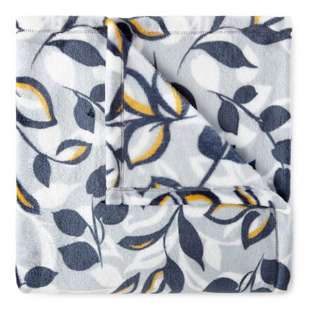 Home Expressions Velvet Plush Print Throw, One Size, Blue