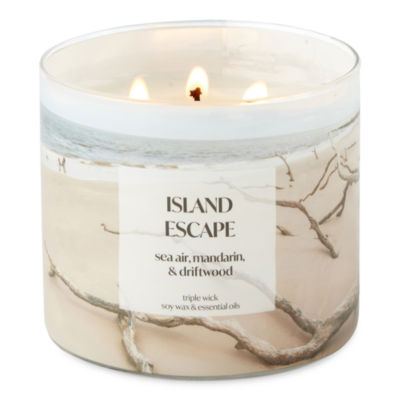 Distant Lands 14 Oz 3 Wick Island Escape Scented Jar Candle, Color
