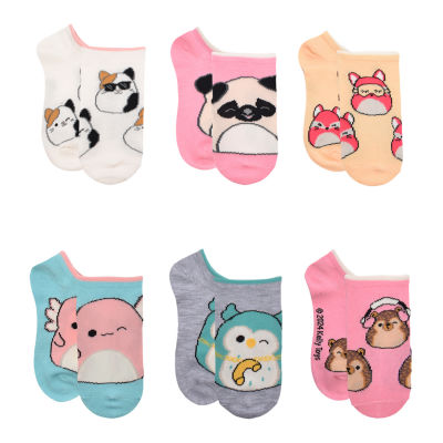 Little & Big Girls 6 Pair Squishmallows No Show Socks