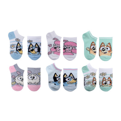 Toddler Girls 6 Pair Bluey Quarter Ankle Socks