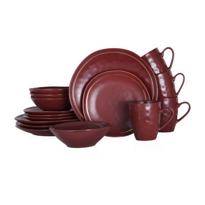 Stone Lain Clara Porcelain Dinnerware Set, Color: Red