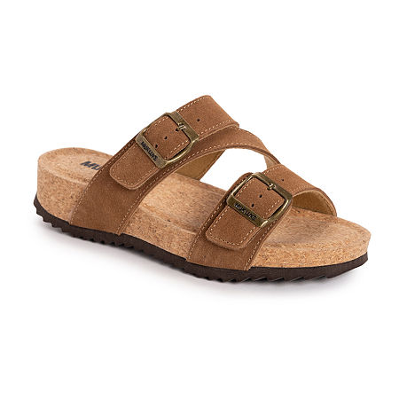 Muk Luks Womens Poppy Strap Sandals, 11 Medium, Brown