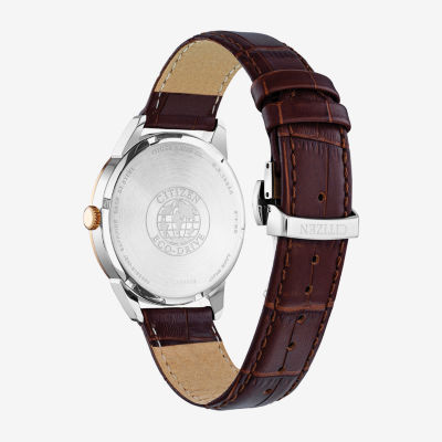 Citizen Mens Brown Leather Strap Watch Aw0096-06l