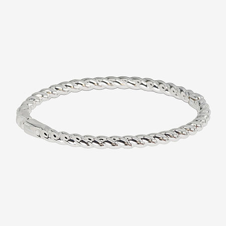 Sparkle Allure Womens Cubic Zirconia Silver Tone Pure Silver Over Brass Bangle Bracelet