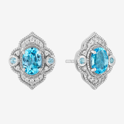 Enchanted Disney Fine Jewelry 1/6 CT. T.W. Genuine Blue Topaz Sterling Silver Aladdin Jasmine Earring Set