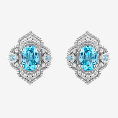 Enchanted Disney Fine Jewelry 1/6 CT. T.W. Genuine Blue Topaz Sterling Silver Aladdin Jasmine Earring Set