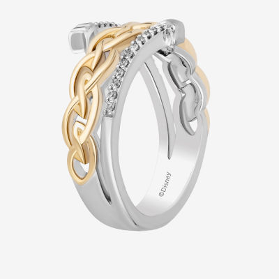 Enchanted Disney Fine Jewelry 1/10 CT. T.W. Mined White Diamond 14K Gold Over Silver Arrow Brave Bypass  Band