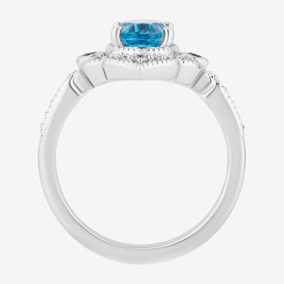 Enchanted Disney Fine Jewelry Womens 1/6 CT. T.W. Genuine Blue Topaz Sterling Silver Aladdin Jasmine Cocktail Ring