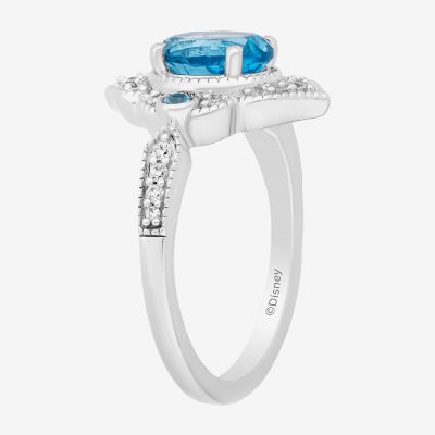 Enchanted Disney Fine Jewelry Womens 1/6 CT. T.W. Genuine Blue Topaz Sterling Silver Aladdin Jasmine Cocktail Ring