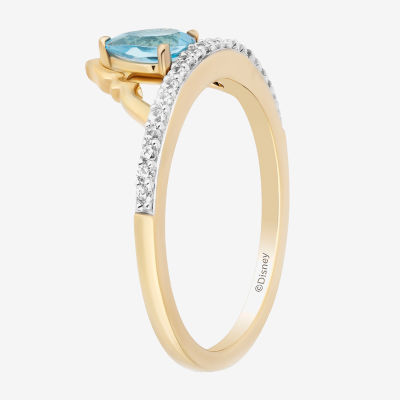 Enchanted Disney Fine Jewelry Womens 1/6 CT. T.W. Genuine Blue Topaz 14K Gold Over Silver Crown Aladdin Jasmine Cocktail Ring