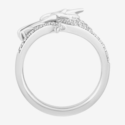 Enchanted Disney Fine Jewelry Womens 1/6 CT. T.W. Lab Created Red Ruby Sterling Silver Mulan Cocktail Ring