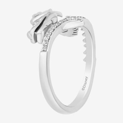 Enchanted Disney Fine Jewelry Womens 1/6 CT. T.W. Lab Created Red Ruby Sterling Silver Mulan Cocktail Ring