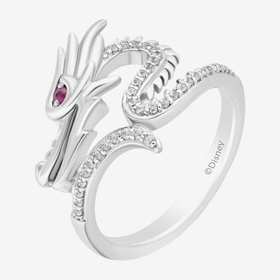 Enchanted Disney Fine Jewelry Womens 1/6 CT. T.W. Lab Created Red Ruby Sterling Silver Mulan Cocktail Ring